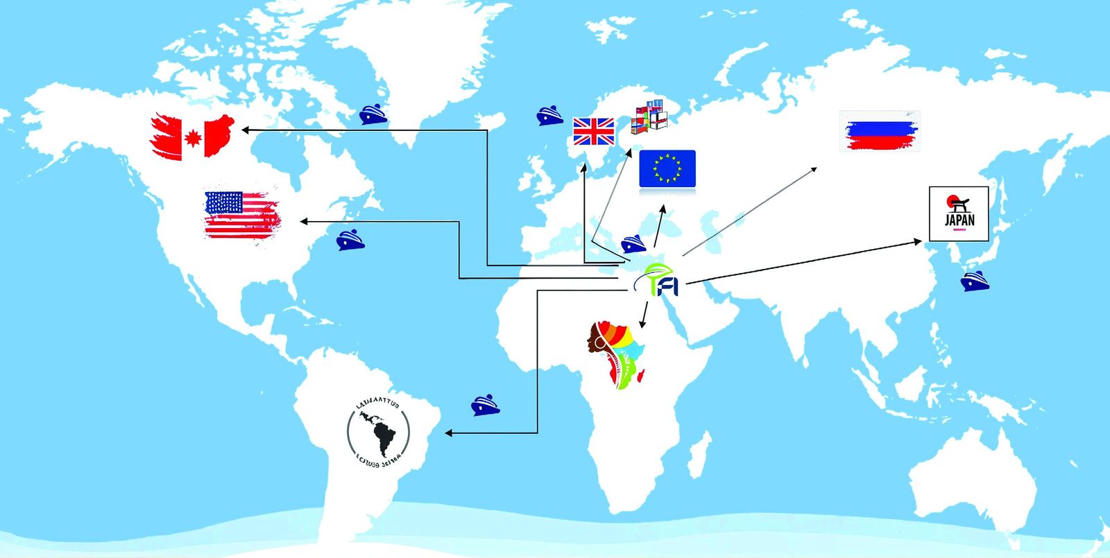 Map of Tanbo export markets